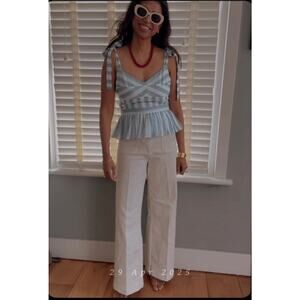 NWT Malabar Collective Sienna Top Blue white Stripe Peplum Medium